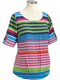 Maternity Multi-Stripe Chiffon Tops