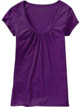 Women: Women's Ruched V-Neck Tees - Plummy Mummy