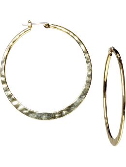 Women's Hammered Metal Hoops