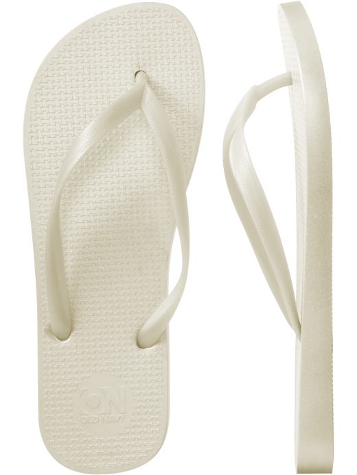 White Wedding Flip Flops. Pearl New Metallic Flip-Flops