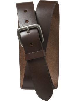 Men: Men's Basic Leather Belts - Brown