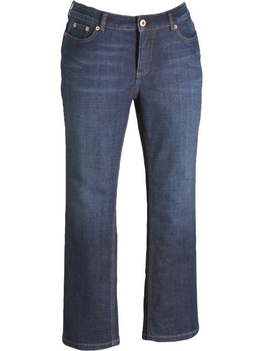Women's Plus: Women's Plus Classic-Rise Boot-Cut Tummy-Trimmer Jeans - Dark Worn
