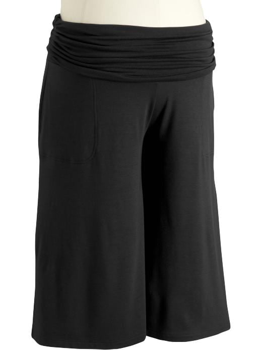 Womens Red Maternity Shirred Roll-Panel Gauchos