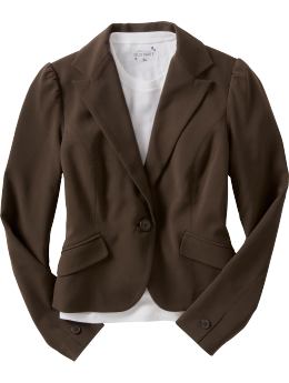 Women: Women's Essential One-Button Blazers - Coffee Grounds
