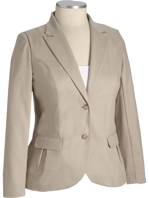 Women's Plus: Women's Plus Double-Weave Blazers - Khaki