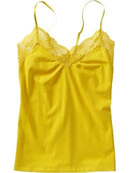 Women: Women's Lace Jersey-Knit Camis - Acidic Yellow