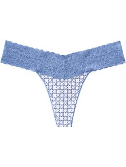 Women: Women's Printed Lace-Trim Thongs - Blue Chain Link Print