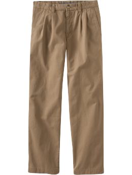 Men: Men's Pleated Straight Leg Khakis - American Twill