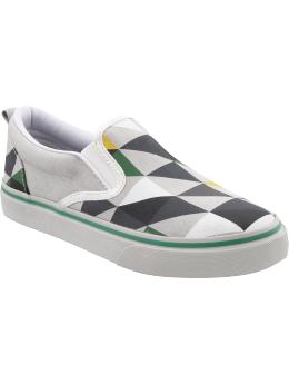 Boys: Boys Graphic Slip-Ons - Yellow/Green Triangle