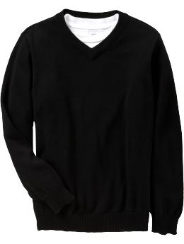 Boys: Boys V-Neck Sweaters - Black
