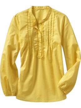 Women: Women's Picot-Trim Pintuck Tops - Lemonade