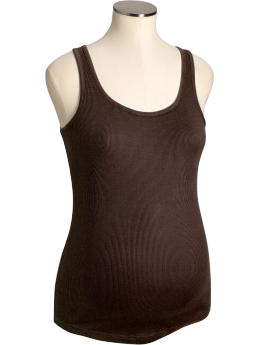Maternity: Maternity Long Layering Tanks - Dark Chocolate