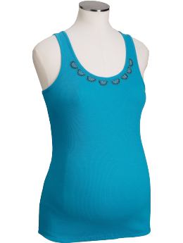 Maternity: Maternity Long Layering Tanks - Beaded Blue