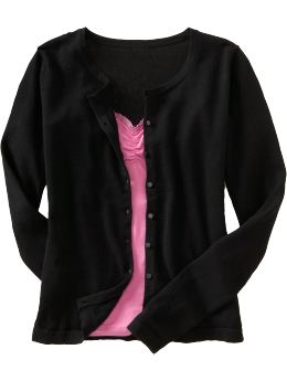 Women: Women's Pearlized-Button Cardigans - Black