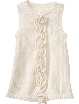 Baby Girls: Ruffled Sparkle Sweaters for Baby - Marshmallow White