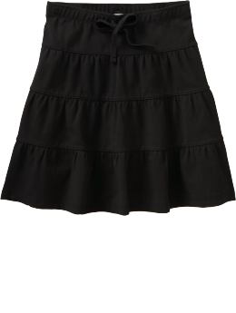 Girls: Girls Tiered Skirts - New Black