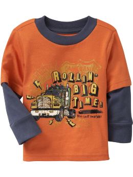 Baby Boys: 2-in-1 Monster Truck Graphic Tees for Baby - Spiced Pumpkin