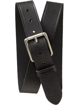 Men: Men's Black-Leather Belts - Black