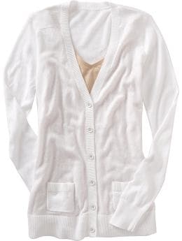 Women: Women's Lightweight Boyfriend Cardigans - Bright White