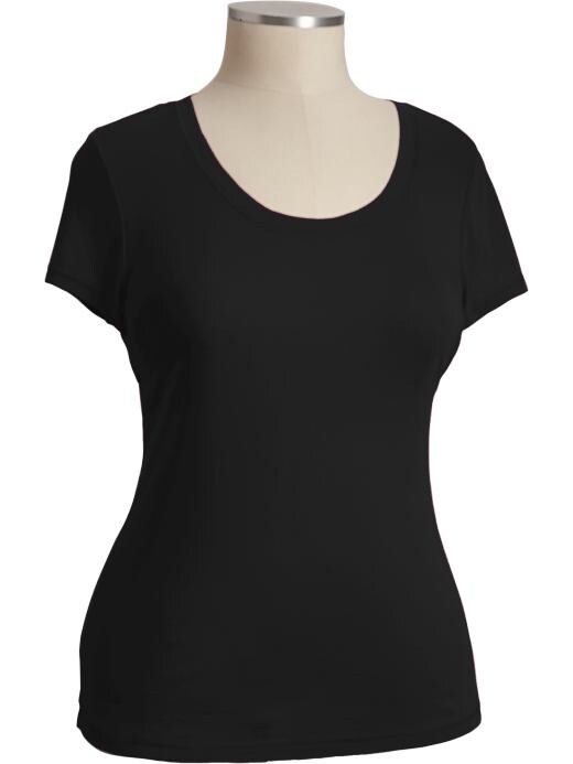 Women's Plus: Women's Plus Scoop-Neck Tees - Black