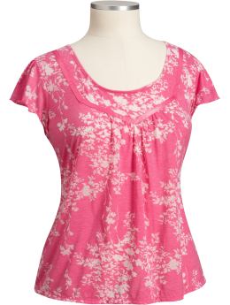 Women's Plus: Women's Plus Floral Burnout Tops - Pink Shag