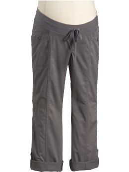 Maternity: Maternity Low-Rise Twill Roll-Up Pants - Pavement