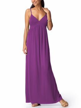 Women: Women's Smocked Jersey Maxi Dresses - Atomic Purple