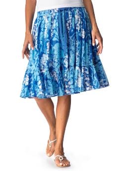Women: Women's Printed Tiered Skirts - Blue Floral