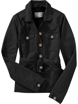 Women: Women's Belted Twill Shirt Jackets - Black