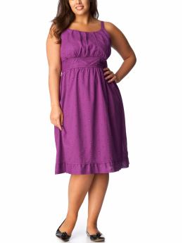 Women's Plus: Women's Plus Tonal Polka-Dot Dresses - Atomic Purple