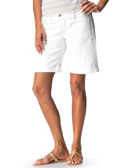 Women: Women's Low-Rise Double-Cuff Denim Shorts (7") - Bright White