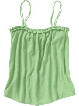 Women's Clothes: Women's Ruched Slub-Knit Camis: Steal This Look | Old Navy :  loose sleeveless army green sea green