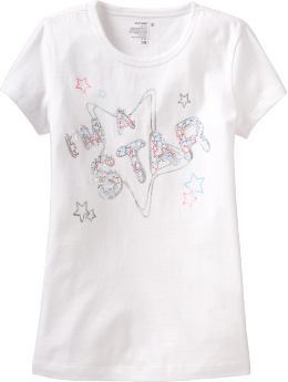 Girls: Girls Americana Graphic Tees - Bright White