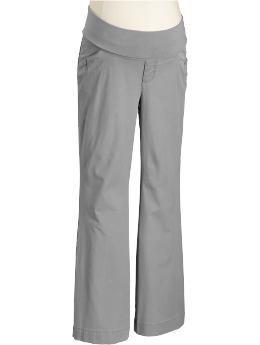 Maternity: Maternity Roll-Panel Twill Pants - Earl Gray