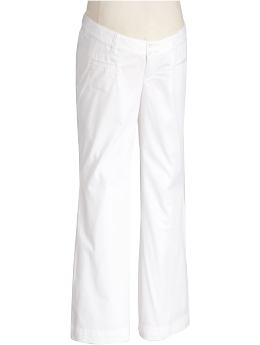 Maternity: Maternity Real-Waist Twill Pants - Bright White