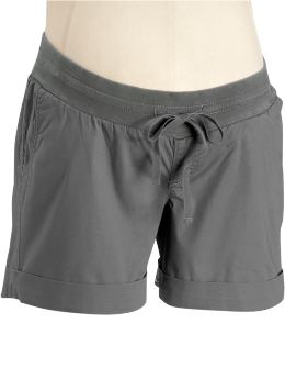 Maternity: Maternity Low Rise Cuffed Poplin Shorts (4 1/2") - Pavement