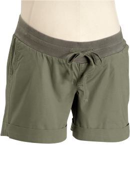 Maternity: Maternity Low Rise Cuffed Poplin Shorts (4 1/2") - Peat Moss