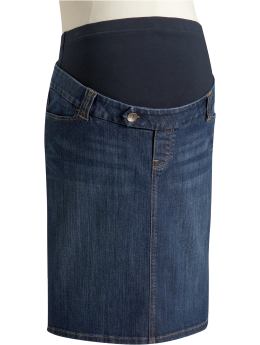 Maternity: Maternity Full-Panel Denim Skirts - Medium Wash