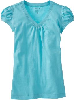 Girls Solid V-Neck Tees