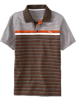 Boys: Boys Mixed-Stripe Polos - Dark Chocolate