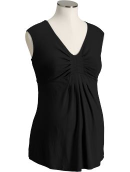 Maternity: Maternity Pleated Empire Tops - Black
