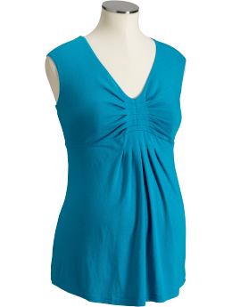 Maternity: Maternity Pleated Empire Tops - Pacifica