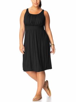 Women's Plus: Women's Plus Pleated Tank Dresses - Black