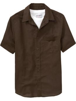 Men: Men's Tall Linen-Blend Shirts - Dark Roast Coffee