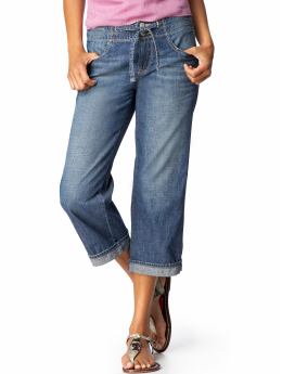 Women: Women's The Flirt Drawstring Denim Capris - Rock Star Blue