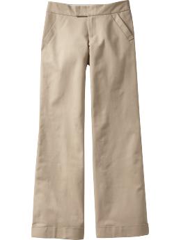 Women: Women's Cotton Twill Wide-Leg Trousers - Khaki