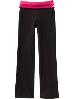 Girls: Girls Fold-Over Yoga Pants - New Black