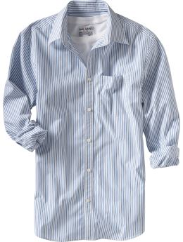 Men: Men's Patterned Dress Shirts - Blue Stripe