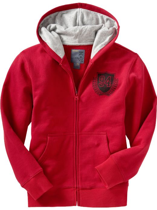 Old Navy Boys Crimson Red Team-Style Graphic Zip Hoodies