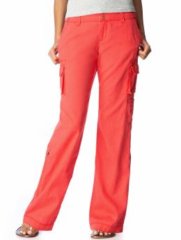 Women's Mid-Rise Linen-Blend Cargos 36" inseam pants